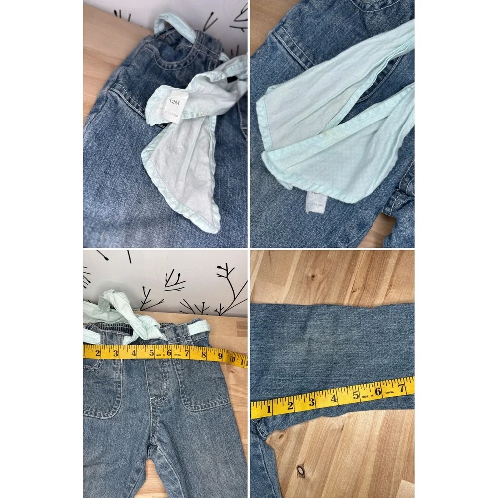 Baby Girl 4pc Bundle 12M Carters Dress Cherokee Jeans Toughskins Okie Dokie Tops